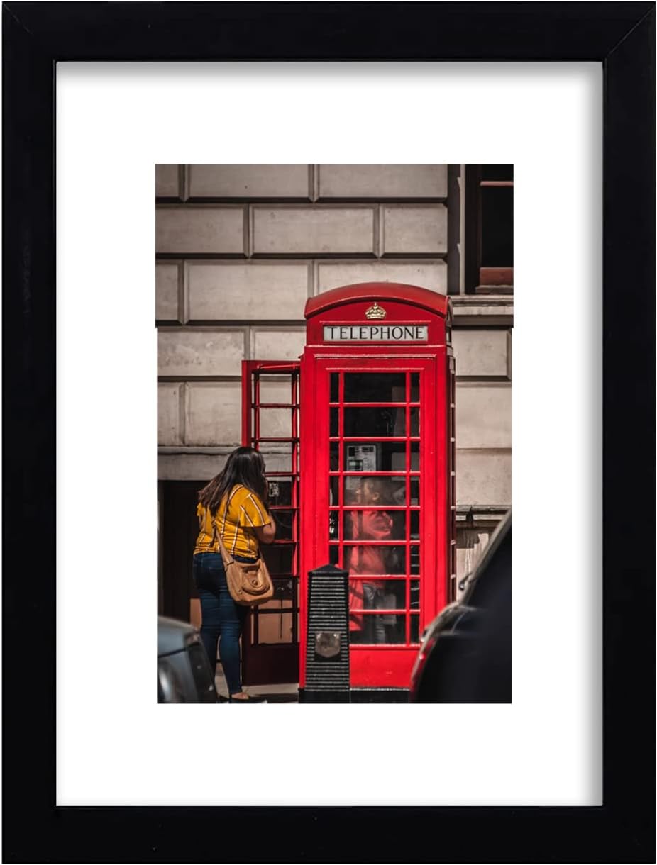 11x14 Picture Frame Set of 6, Display Pictures 8x10 with Mat or 11x14 Without Mat for Wall Mounting,Black