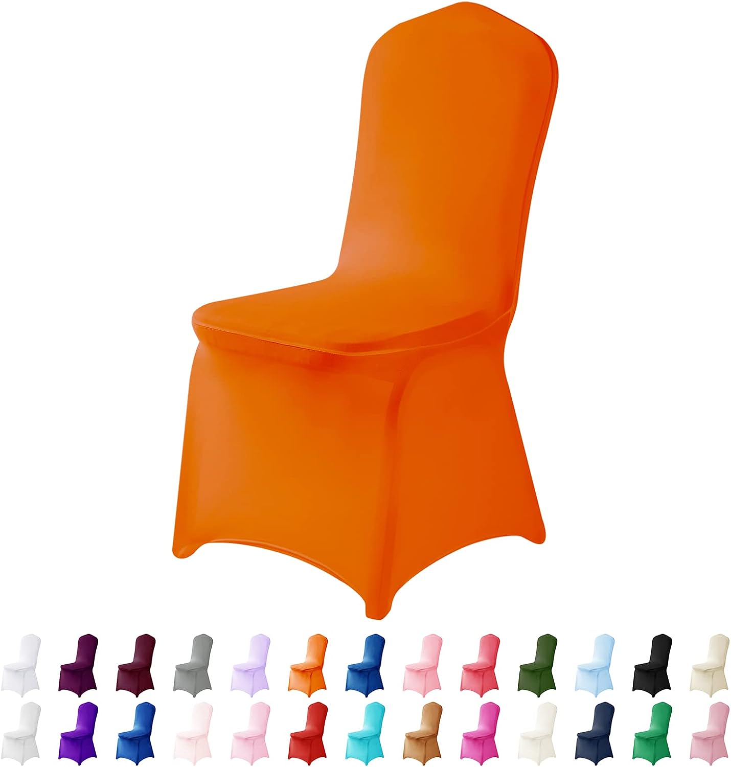 Spandex Chair Covers, 12PCS, Washable Protector for Living Room, Party, Banquet, Wedding, Hotel (Orange)