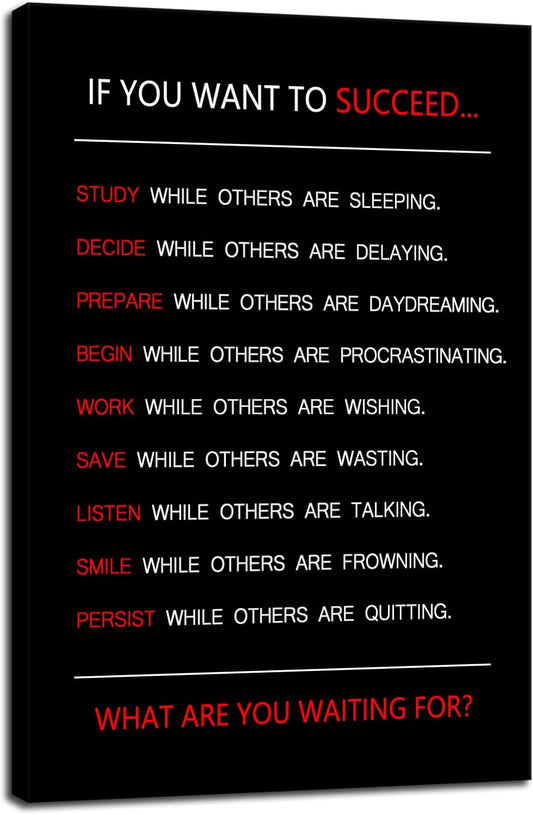 If You Want to Succeed Motivational Wall Art for Office Inspirational Painting Positive Entrepreneur Quotes Canvas Poster Pictures Print Wall Decor Artwork for Living Room Framed [24''Wx 36''H]