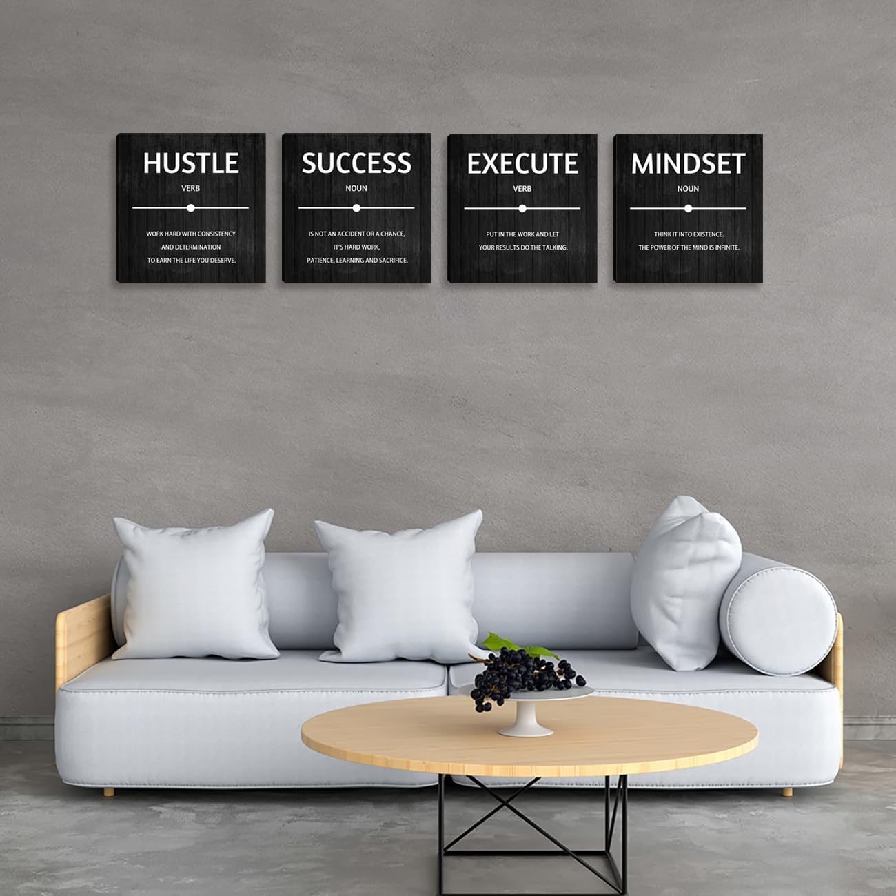Motivational Wall Decor Inspirational Office Quotes for Living Room Bedroom Canvas Posters Painting 4 Pieces Wall Art Framed Modern Quotes Artwork Wall Decoration Home Decor Office Decor 20”X20”X4