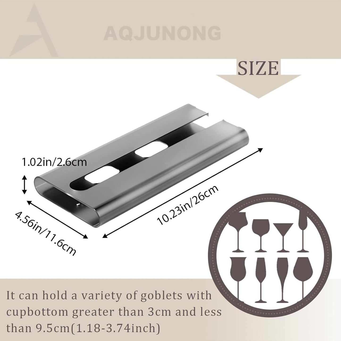 Wine Glass holder, 2Pack Wine Glass Rack, Punch-free Wine Glass Holder Under Cabinet, Stemware Rack for Kitchen and Bar (Grey)