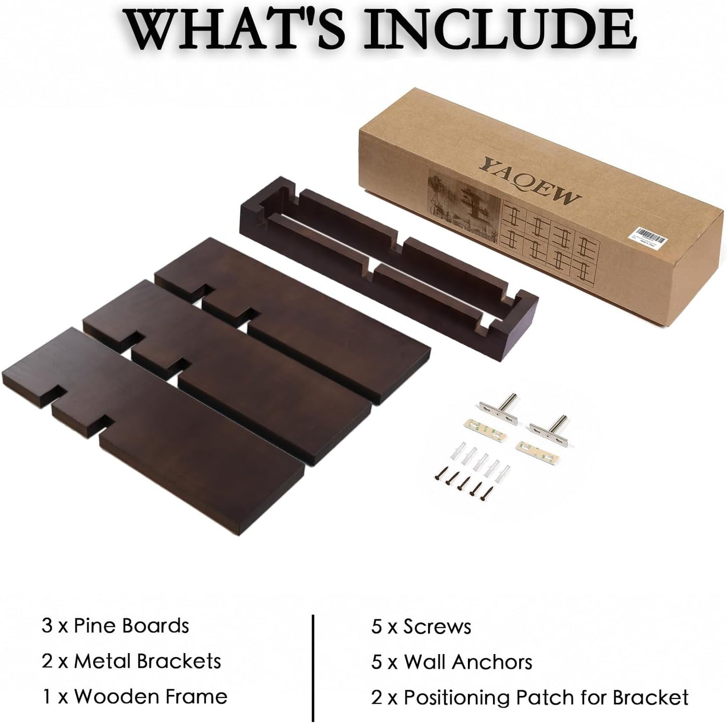 Variable Wood Floating Shelves Set of 3, Wall Cube Shelves 28.35" Max, Wall Shelves for Living Room Bathroom Bedroom - Dark Walnut Color - 28.35" x 23" x 5.9" Max