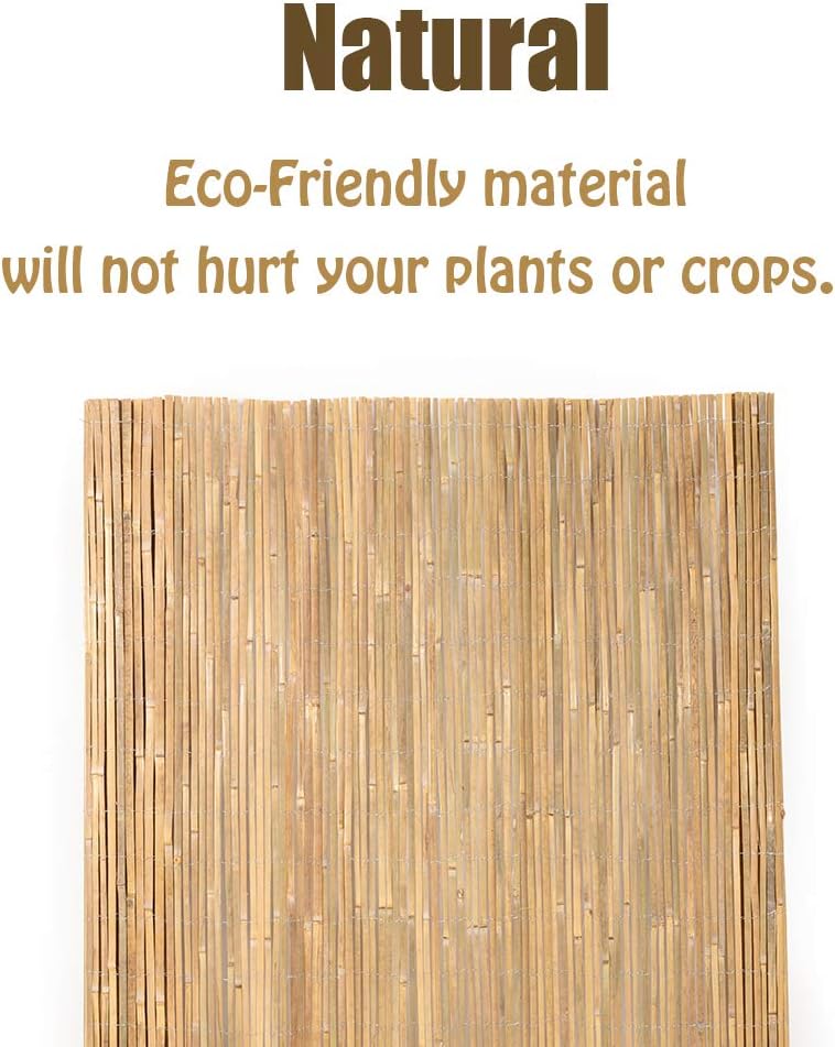 Mininfa Natural Bamboo Slat Screening, Eco-Friendly Privacy Slat Fence, Bamboo Screen Panel Roll for Balcony or as Wind and Sight Protection (1.2m x 4m)