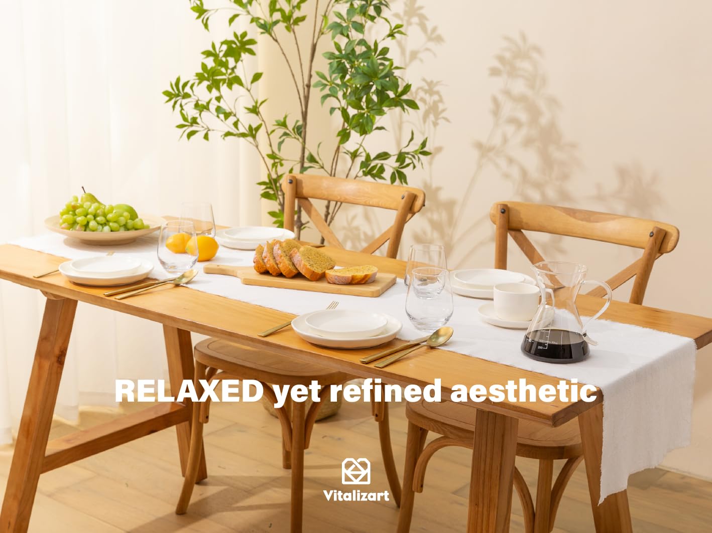 Vitalizart White Pure Cotton Table Runner (14 x 72 Inch) – Rustic Dining, Wedding, & Holiday Home Decor