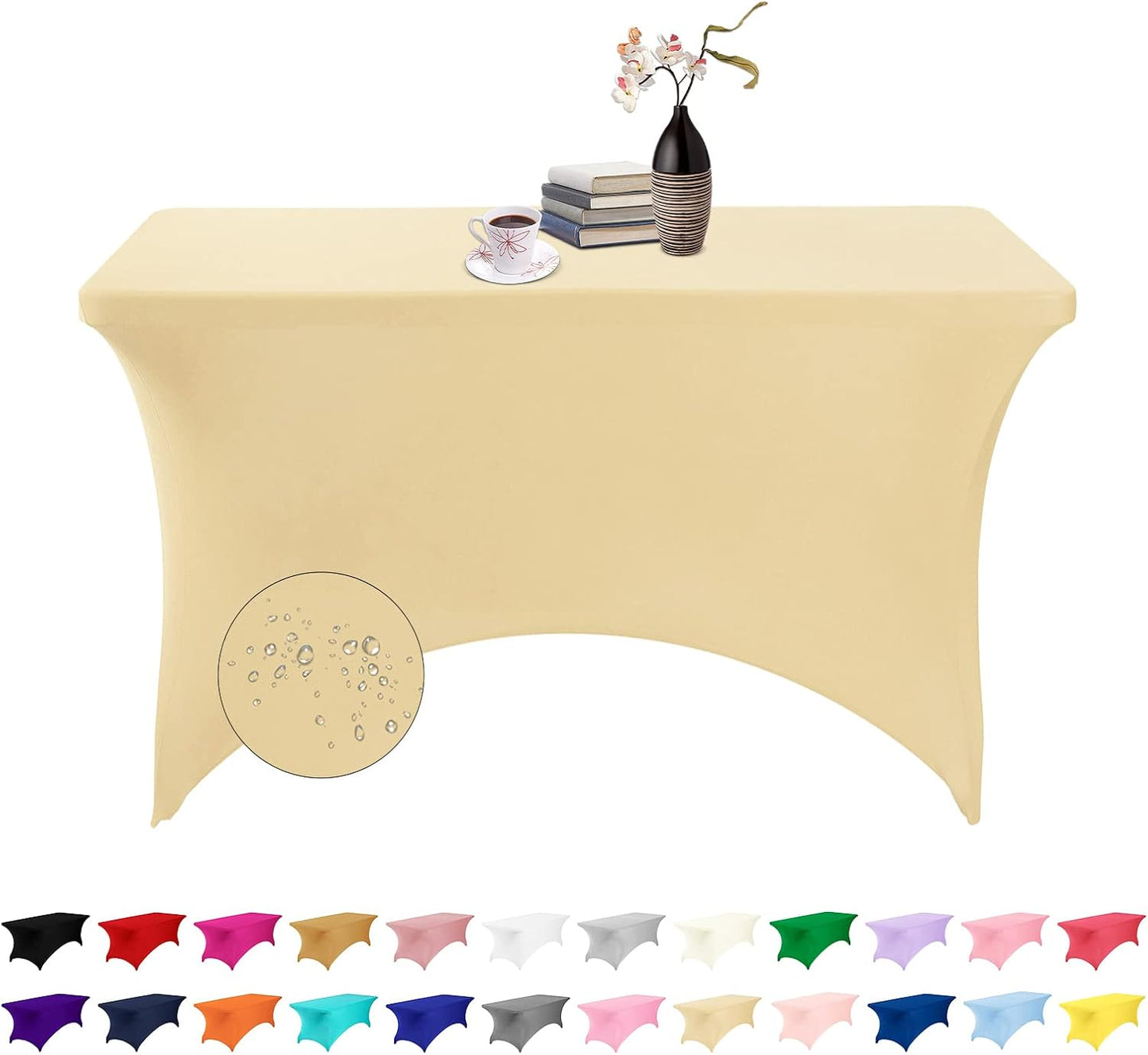 Spandex 4ft Waterproof Table Cover for Party,Wedding, Banquet, and Events(Champagne)