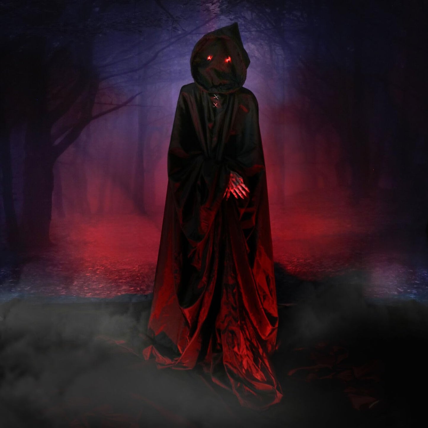 Haunted Hill Farm Motion-Activated Lurching Demon Reaper by Tekky, Lunging Scare Prop Halloween Animatronic for Indoor or Covered Outdoor Creepy Halloween Decorations, Plug-in or Battery Operated