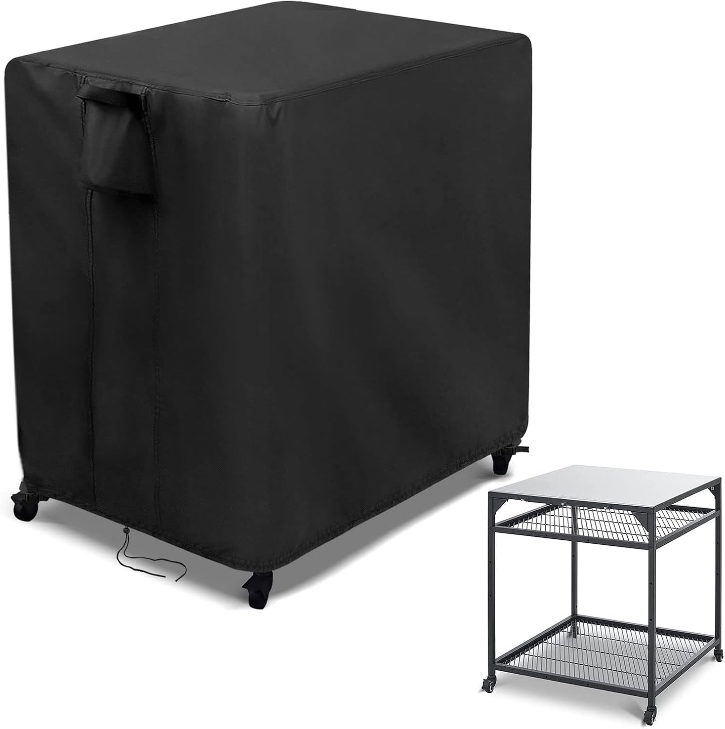 Kingling Outdoor Pizza Oven Table Cover for Ooni Large Table, Waterproof Outdoor Grill Prep Table Cover Pizza Oven Stand Cover - 32''L x 32''W x 35''H(Black)