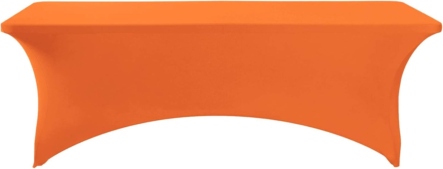 Spandex Table Cover for 8FT or 4ft or 6ft Table Universal Fitted Stretch Tablecloth for Party, Banquet, Wedding and Events-Orange