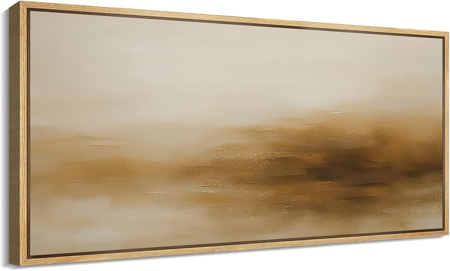 MUDECOR Extra Larg Framed Canvas Print Wall Art Minimalist Golden Brown Abstract Modern Neutral Illustrations Decorative Colorful for Bedroom - 60"x30"