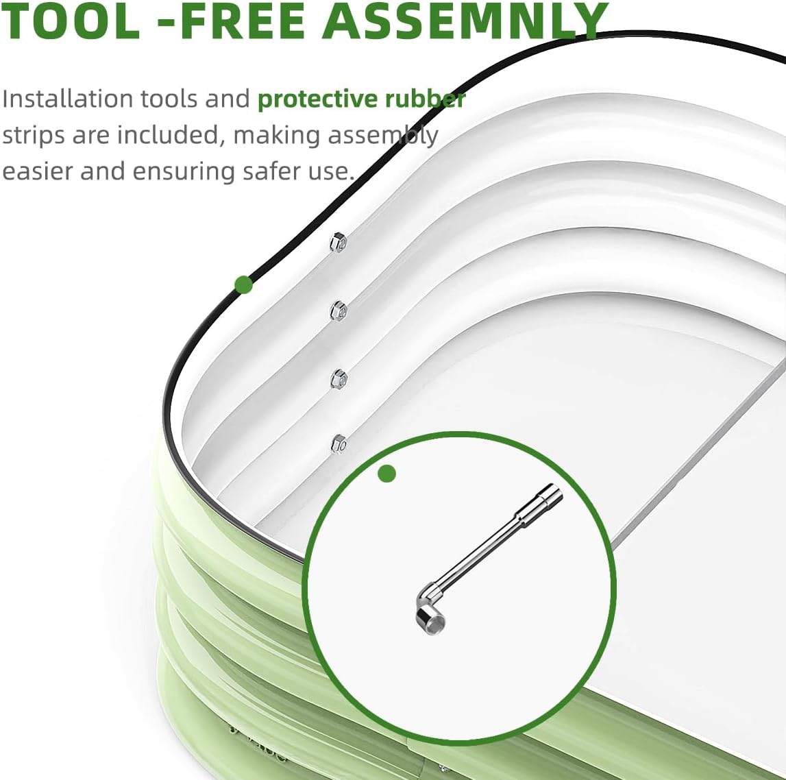 DaisyVibe Raised Garden Bed Kit, Planter Raised Garden Boxes Outdoor, Oval Large Metal Raised Garden Beds for Vegetables Flowers (Green, 8ftx2ftx1ft)