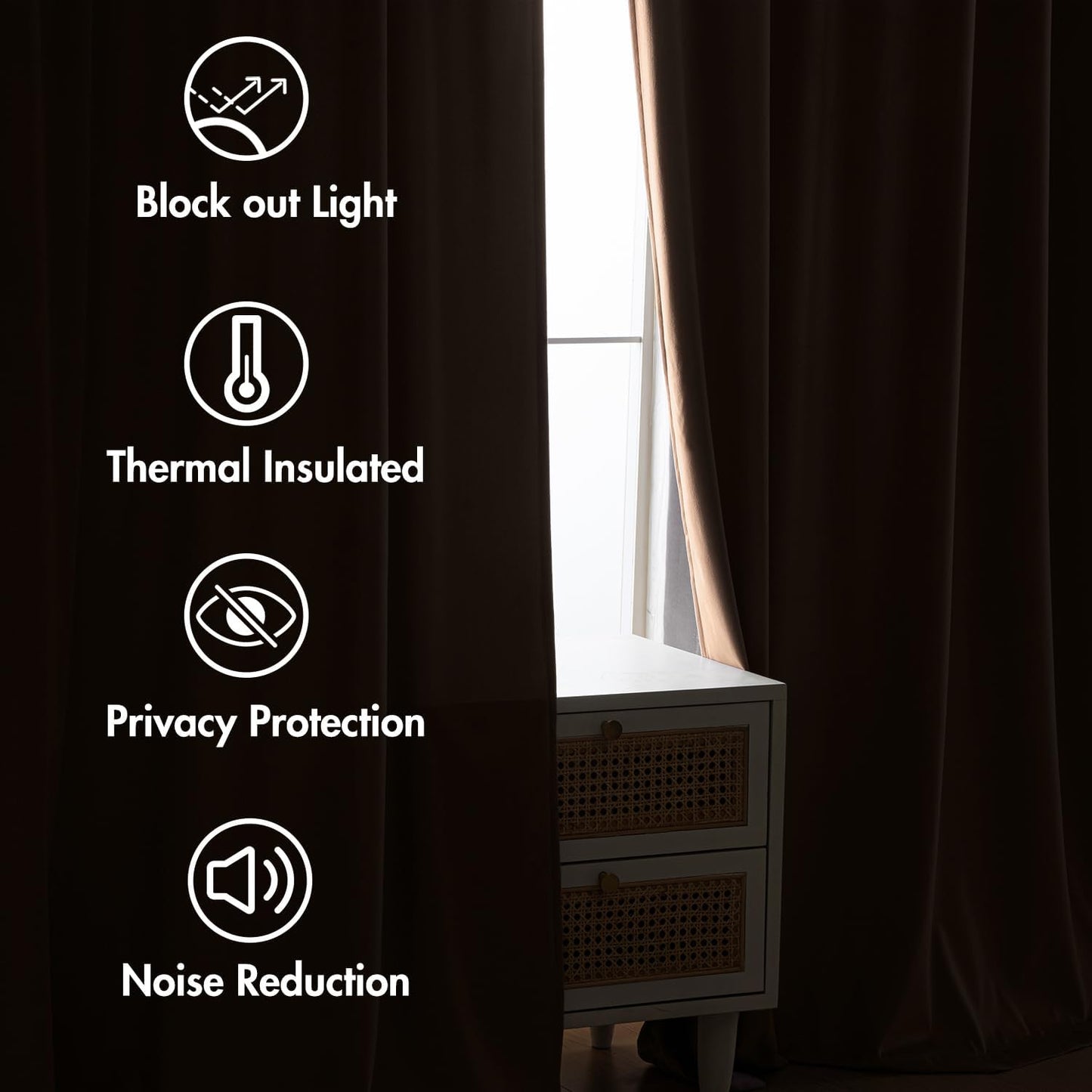 MIULEE Blush Beige Velvet Curtains 84 inches 2 Panels - Luxury Room Darkening Window Drapes for Bedroom Living Room Thermal Insulated Super Soft Blackout, Back Tab Rod Pocket Pinch Pleated, W52 x L84