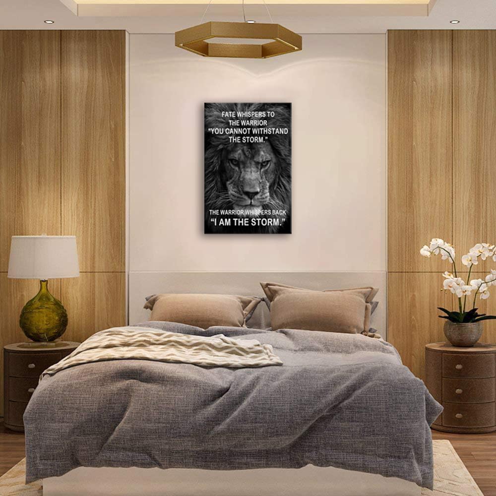 I Am The Storm Inspirational Canvas Wall Art Office Decor Motivational Painting Inspiring Entrepreneur Quotes Posters Prints Modern Home Decor Artwork Wooden Framed Ready to Hang[24" W x 36" H]