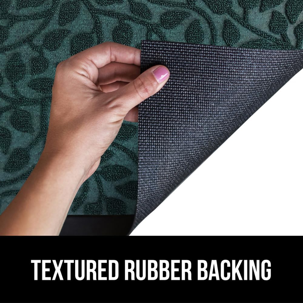 GORILLA GRIP 100% Waterproof All-Season WeatherMax Doormat, 72x24, US Designed Natural Rubber, Stain and Fade Resistant, Low Profile Indoor Outdoor Door Mats, Easy Clean Patio Mat, Moss Vine Leaves