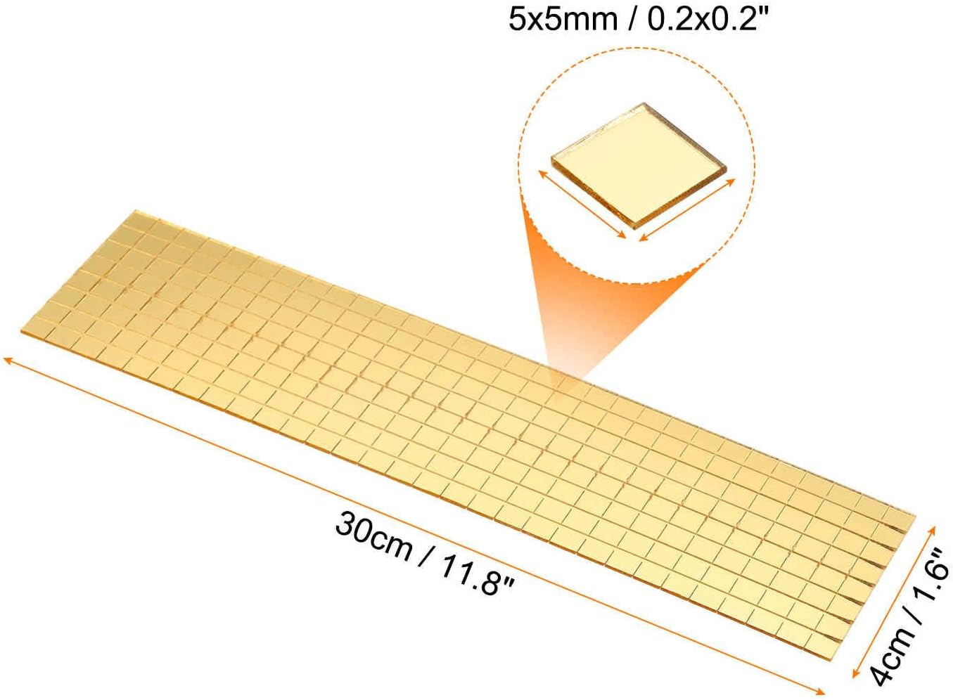 HARFINGTON 15 Sheet 7200 Pieces Self Adhesive Mirror Mosaic Tiles 5x5mm Small Square Mirror Tiles Sticker Disco Ball Stickers Mini Glass Tiles for DIY Craft Party Home Decoration, Gold