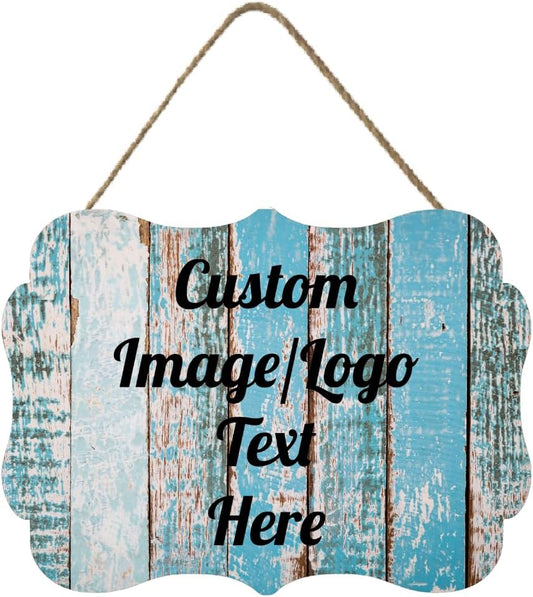 Personalized Wooden Welcome Sign - Front Door Decor, Home Sign, Customized Image/Text, Farmhouse Decorations, 11.2 * 8 Inch