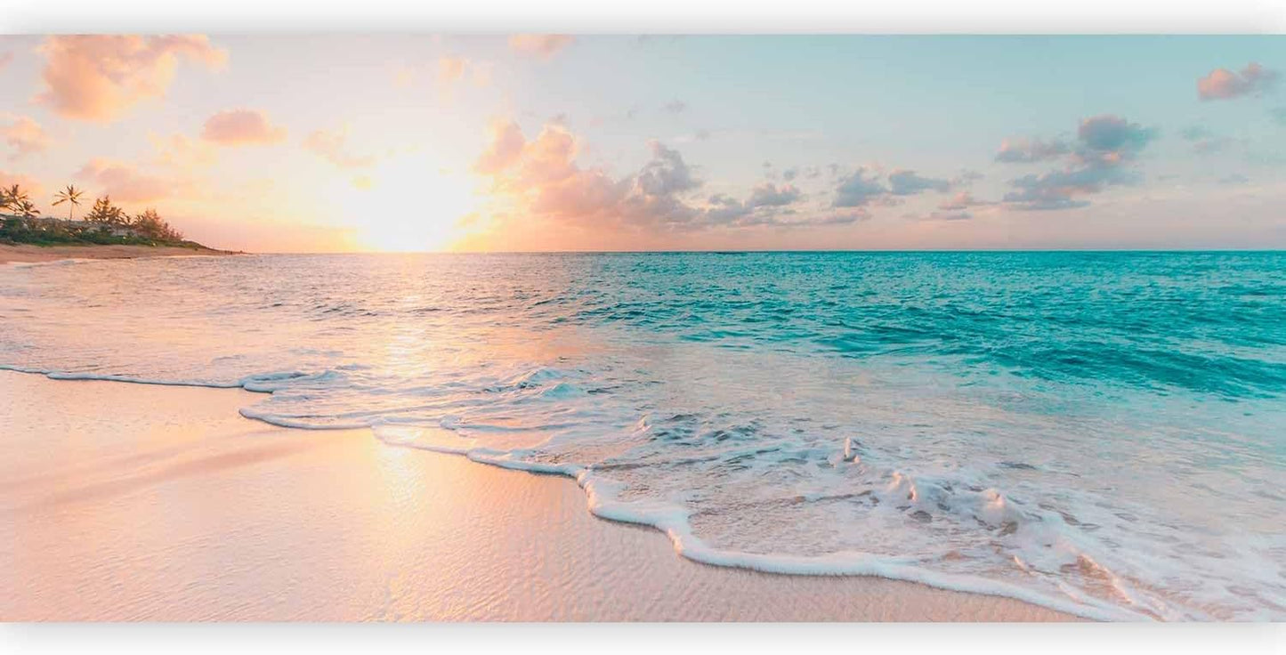 artgeist Wall Mural Peel and Stick Nature 212x98 in - XXL Self-Adhesive Corner Wallpaper Removable Large Sticker Foil Angle Wallpaper Beach Waves Sunset Island Clouds c-B-10180-a-a