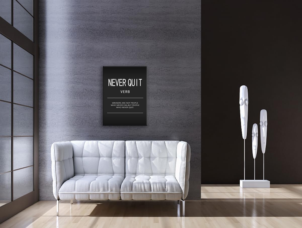 Never Quit Verb Posters Inspirational Wall Art Office Wall Decor Motivational Quotes Pictures Inspirational Canvas Painting Prints Artwork Modern Home Decor Living Room Framed[30" W X 40" H]