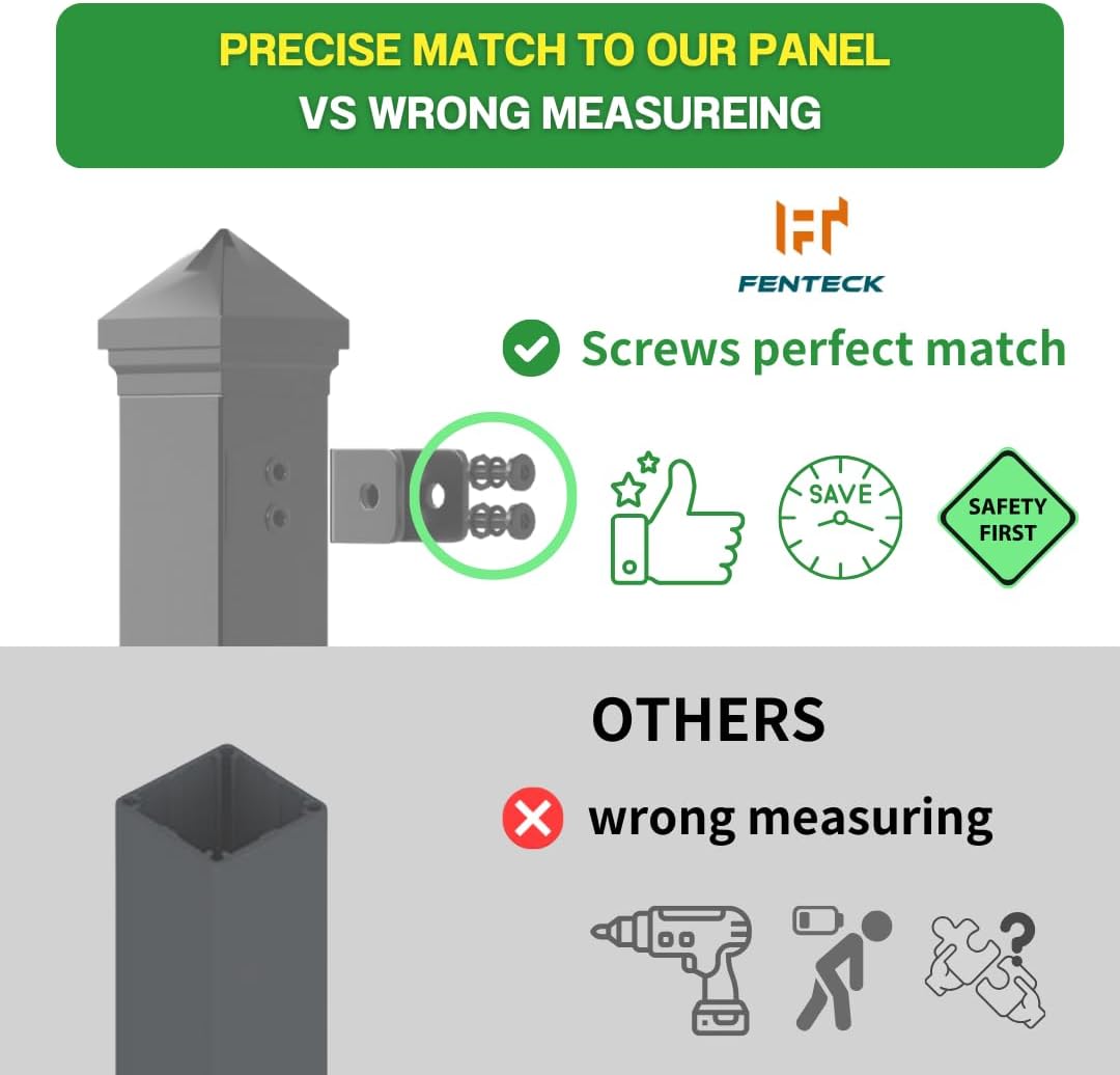 Line Post for Yard, Garden, Commercial Fencing – Steel, 2"x2"x78",Black DIY Pre-Drilled Holes on Opposite Sides, Built-in Rivet Nuts, Soil Installation (1pc)