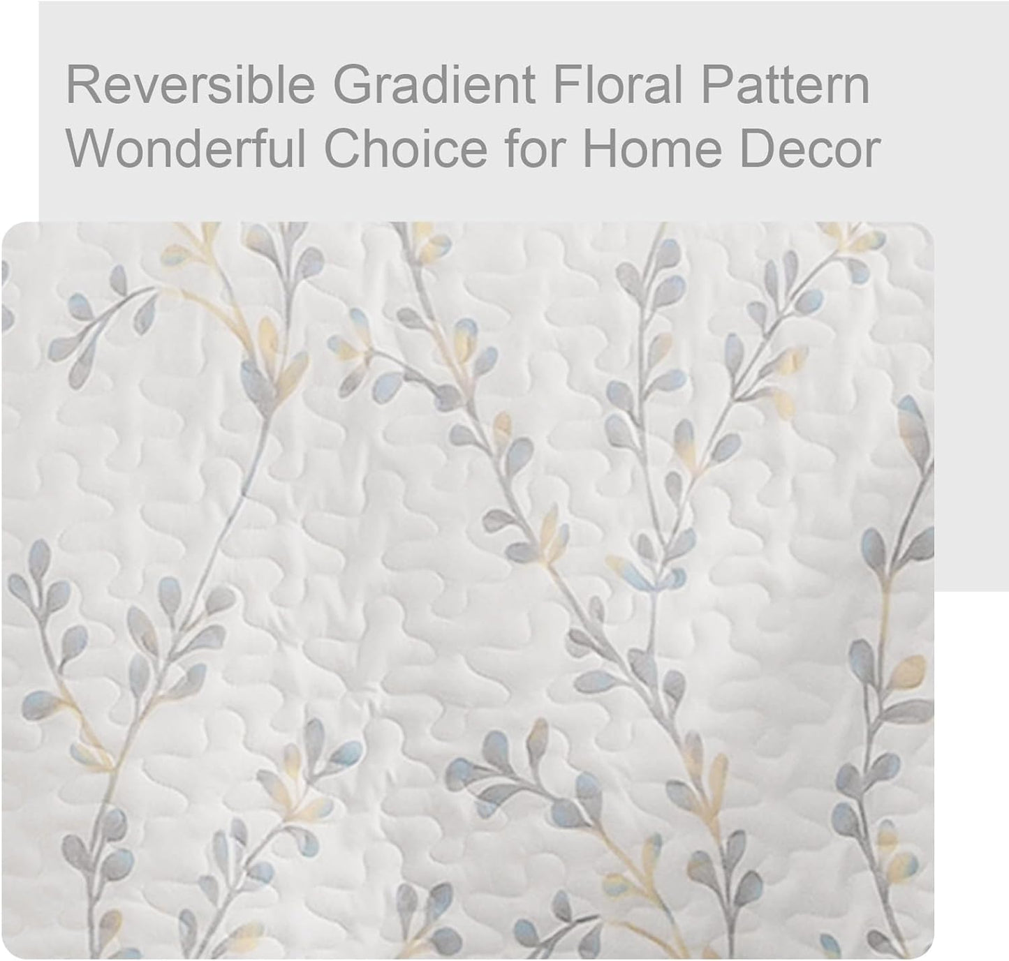 Exclusivo Mezcla Reversible Boho Quilt Set King Size, 3 Pieces Flowers White All Season Bedspreads, Ultra Soft Floral Coverlet Bedding Set with Printed Pattern (1 Quilt, 2 Pillow Shams)