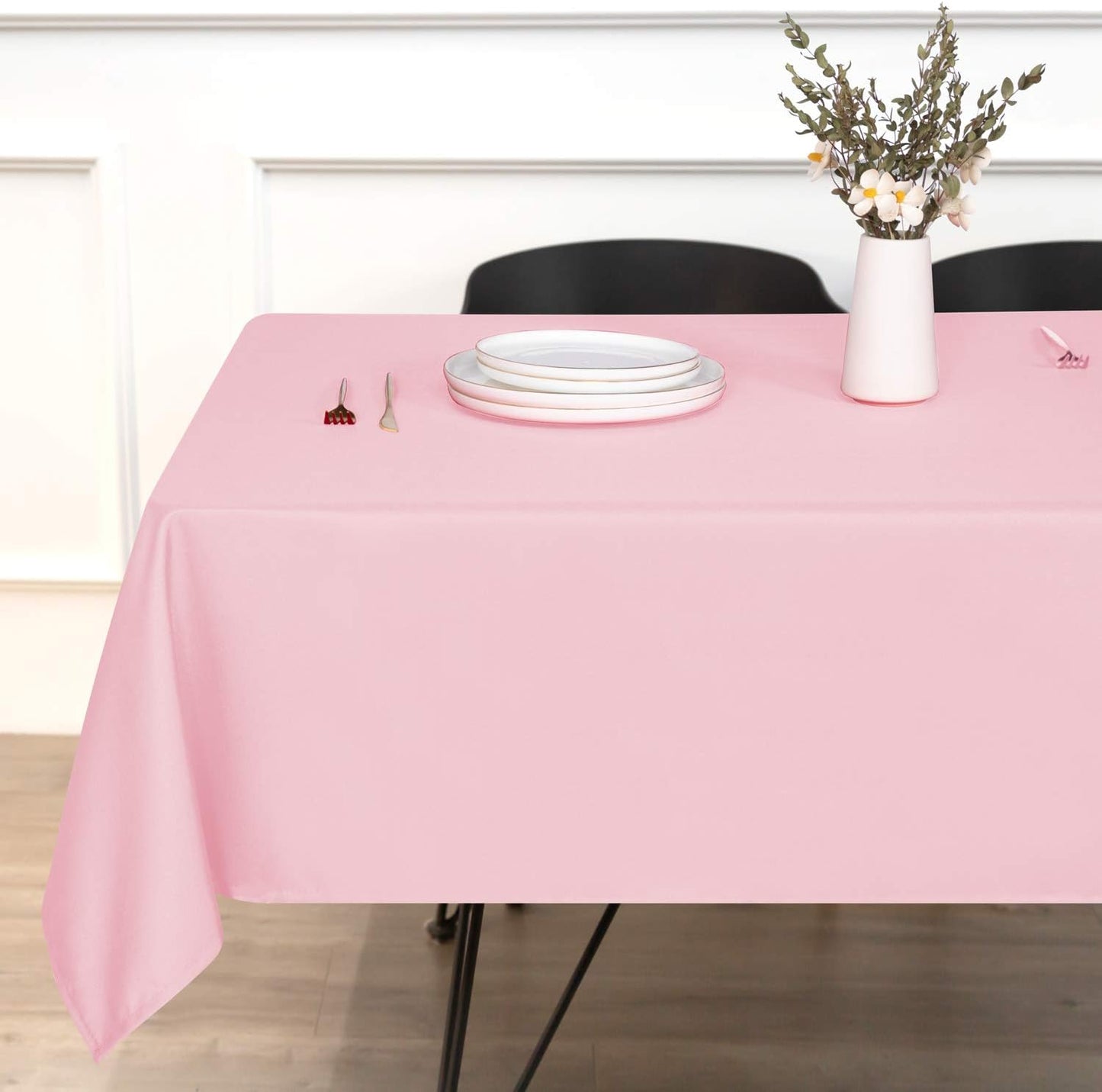 sancua Rectangle Tablecloth - 70 x 120 Inch - Stain and Wrinkle Resistant Washable Polyester Table Cloth, Decorative Fabric Table Cover for Dining Tables, Buffet Parties and Camping, Pink