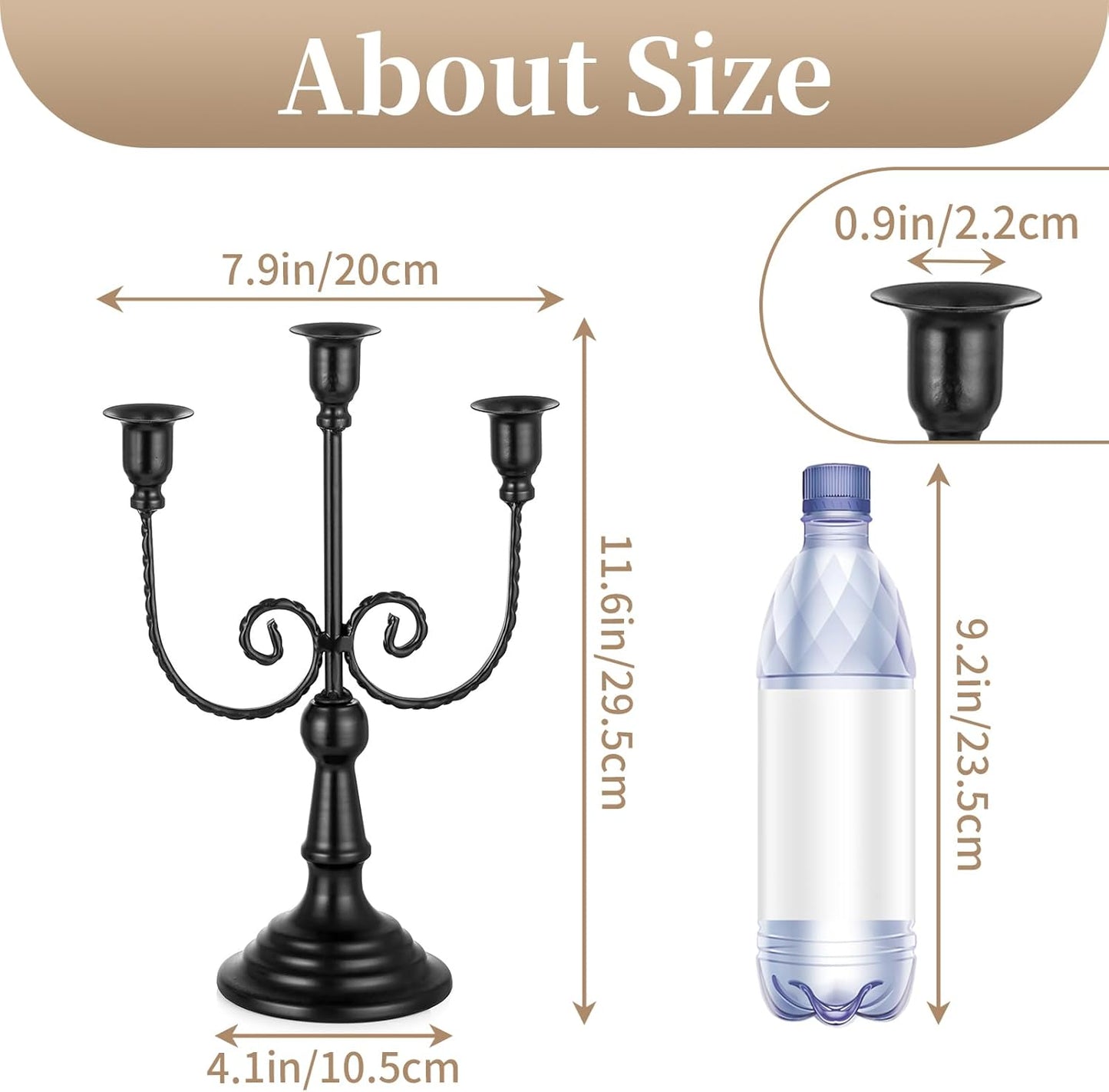 Sziqiqi Halloween Candle Holder Candelabra - Black Candle Stick Holders Pack of 2 Decorative Candleholders for Christmas Decoration