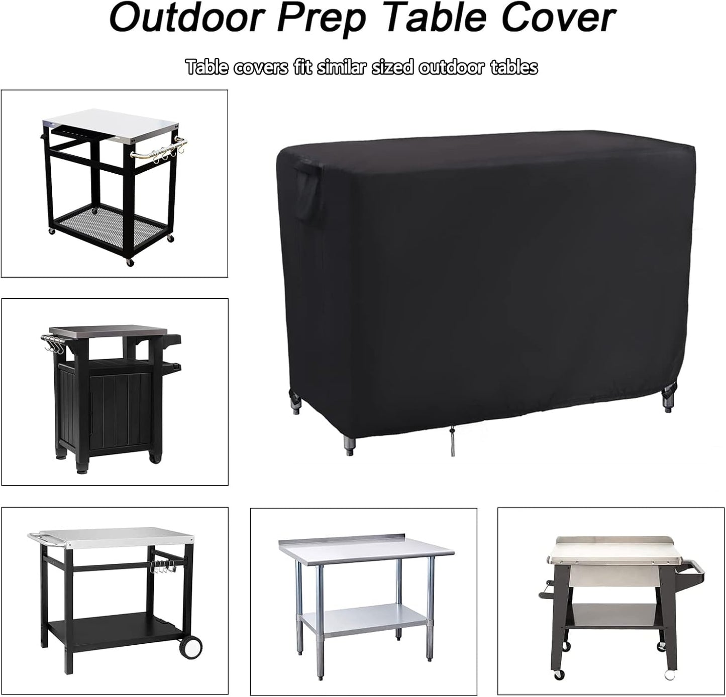 Kingling Outdoor Prep Table Cover for Cart Table, 52 inch Stainless Steel Metal Table Covers Waterproof Protection for Patio Prep Grill Tables - 52''L x 24''W x 35''H