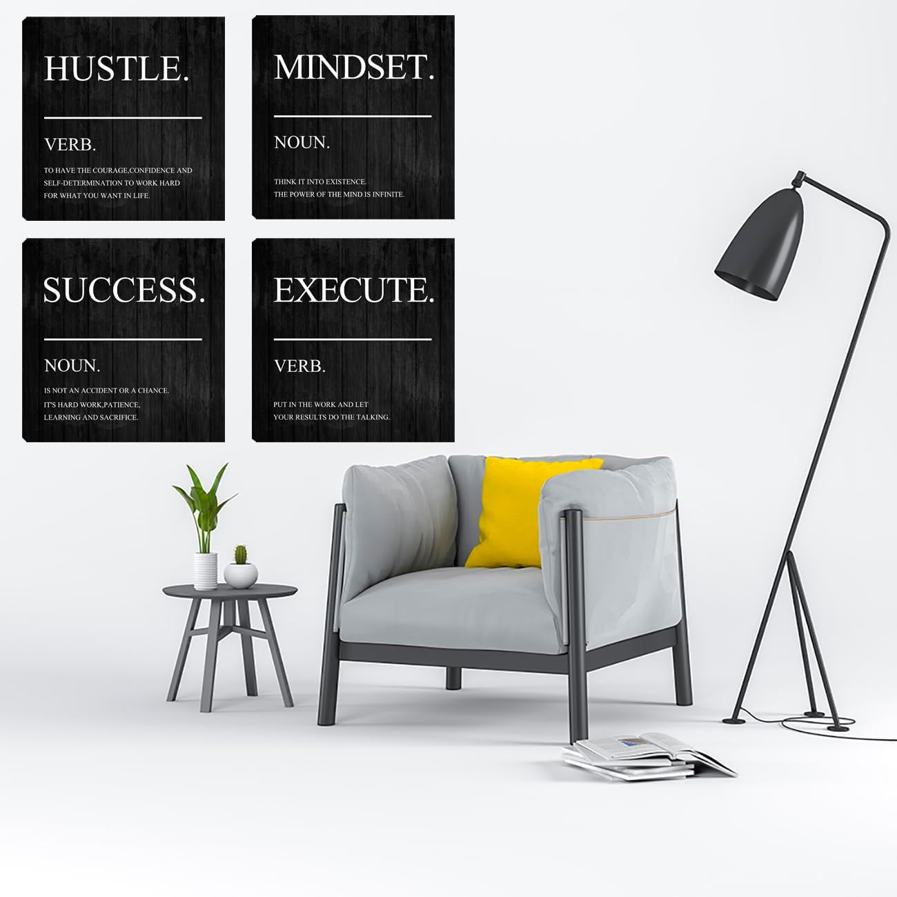 Motivational Wall Decor Canvas Framed Wall Art,Inspirational Office Quotes Canvas Home Decorations Wall Decor Artwork,Positive Quote Words Poster Wall Art for Company Living Room Bedroom 20”X20”X4