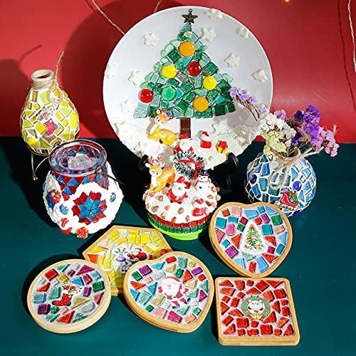 1.1 LB Irregular Crystal Mosaic Tiles,Small Particle Color Decal Crystal Glass Tile DIY Hobbies Children Handmade Crystal Craft for DIY Handmade Decorative Materials (Mix Color Series)