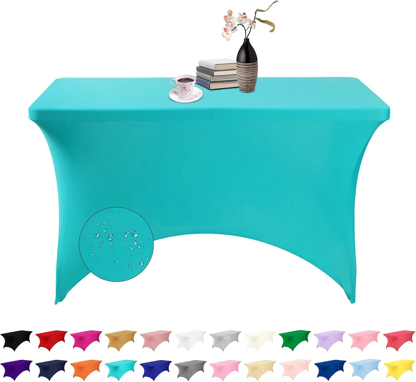 Spandex 4ft Waterproof Table Cover for Party,Wedding, Banquet, and Events(Turquoise)