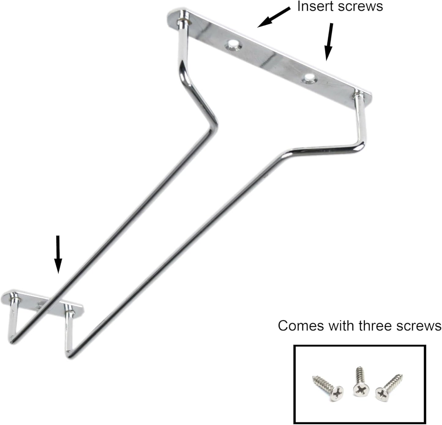 TrueCraftware- 10-Inch Wine Glass Rack Chrome Finish Set of 2- Stemware Rack Wire Hanging Rack Under Cabinet Wine Glass Rack Stemware Holder Glass Storage Hanger Organizer for Kitchen and Bar