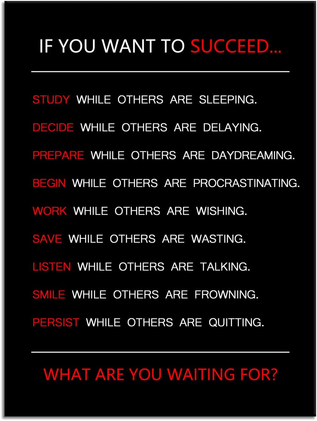 Motivational Wall Art for Office If You Want to Succeed Inspirational Painting Positive Entrepreneur Quotes Canvas Poster Pictures Print Wall Decor Artwork for Living Room Framed [30''Wx 40''H]