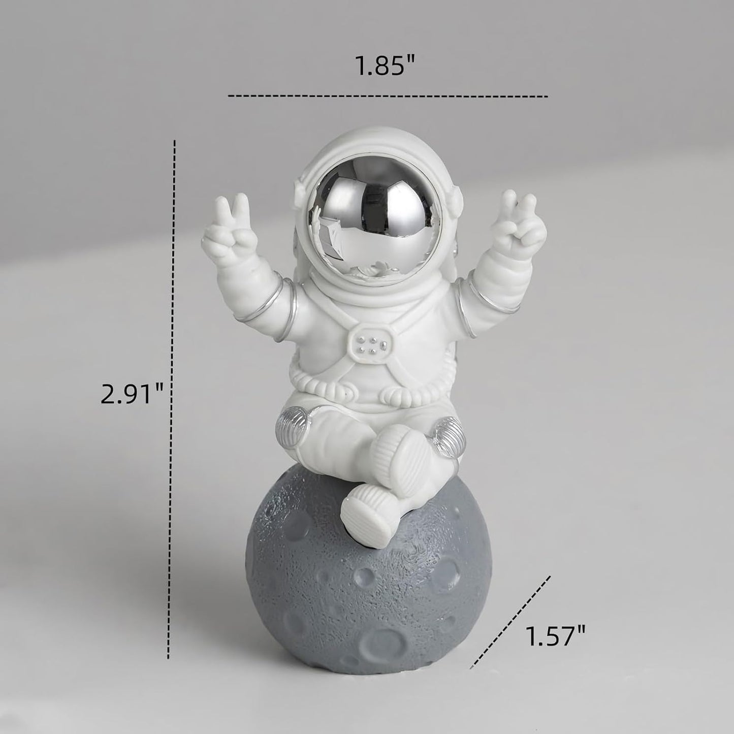 3 Pcs Silver White Astronaut Statues Set, Spaceman Sculpture Figurines Home Ornament Cake Toppers Gift