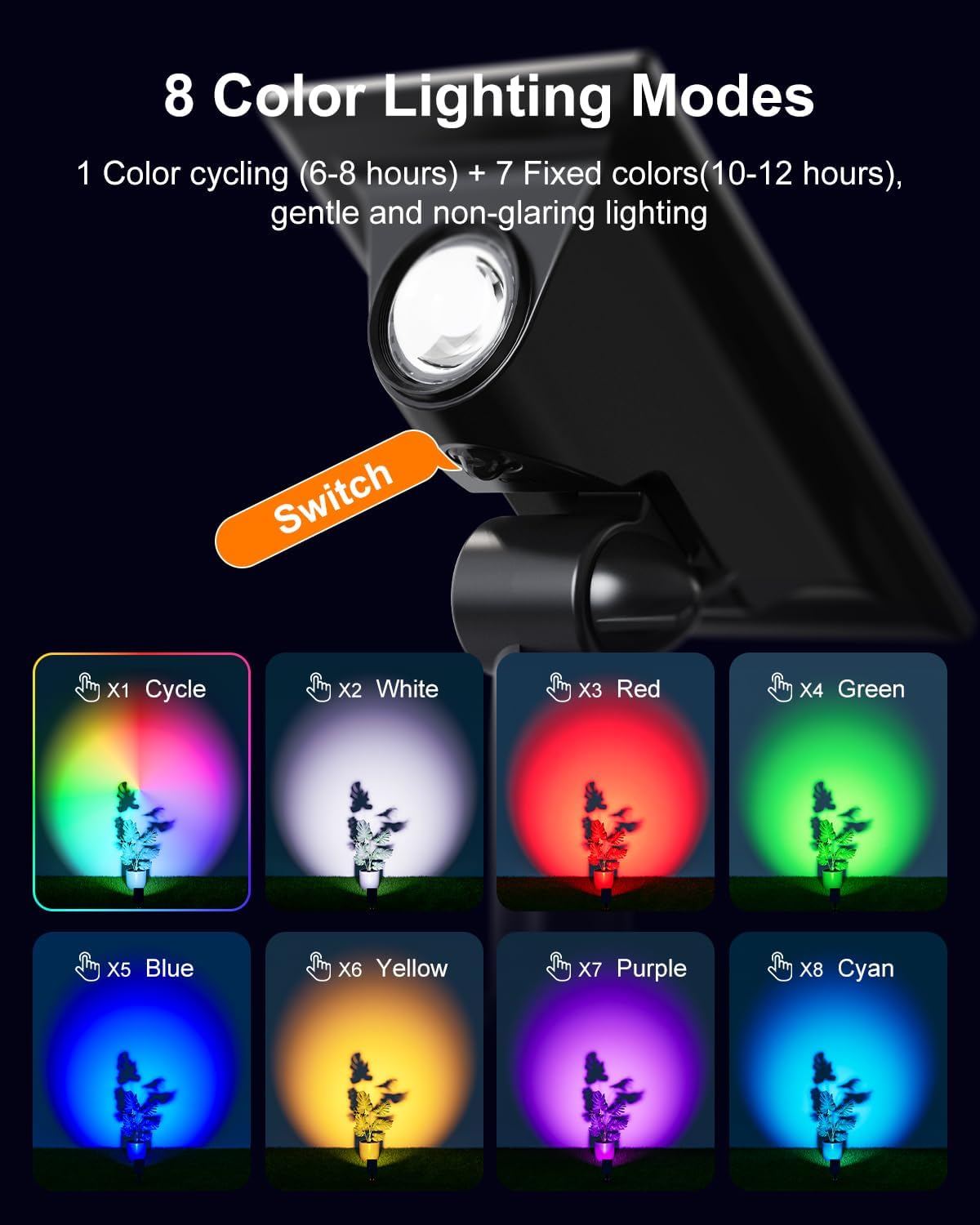 6 Pack Color Changing Solar Power Spot Lights for Halloween Decorations, Skeletons, Tombstones, Ghost, Outdoor Waterproof LED Landscape Spotlight Lamp for Outside Yard, Tree, Flag, Garden, Statues