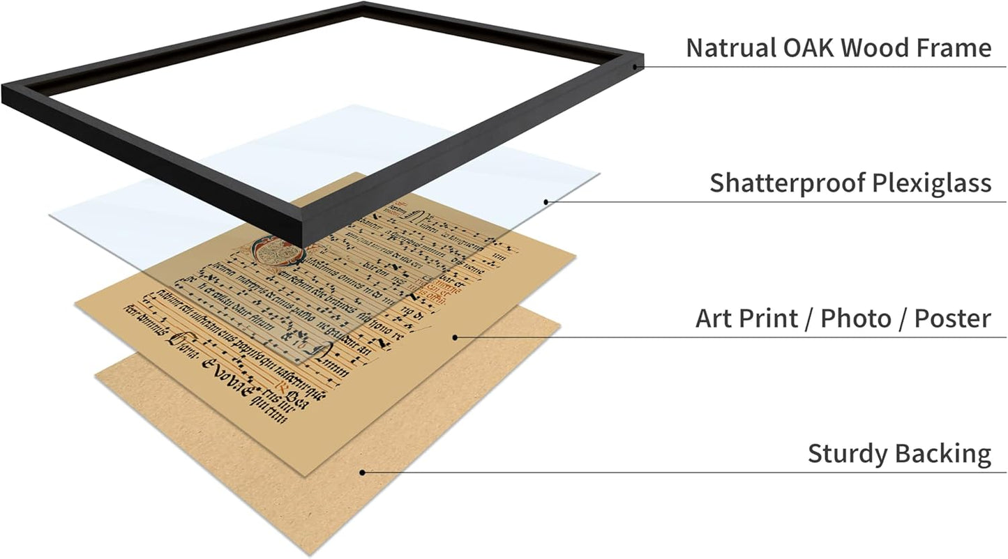 Poster Master Vintage Hymnal Poster - Retro Music Print - Gift for Artist, Friend - Graduale Aboense, Gregorian Chant Manuscript, Score - Wall Decor for Living Room, Bedroom, 11x14 Black Framed