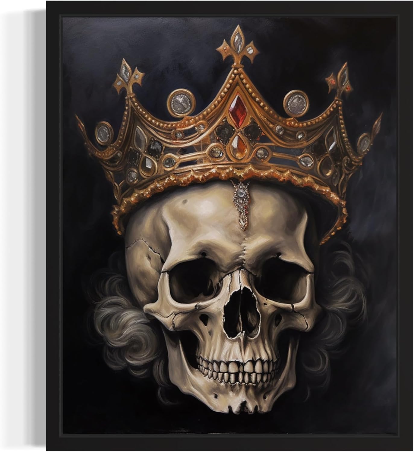 Skull Queen Poster Art Print, Halloween Scary Vintage Wall Art Academia Spooky Painting Decoration for Horror Prints, Gothic Posters Bedroom Decor 89 (Skull Queen, 11 x 14 inches, Black Frame)