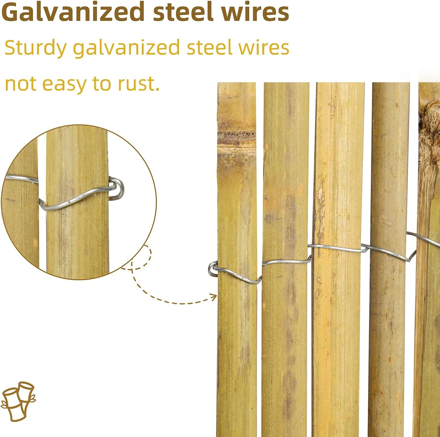 Natural Bamboo Slat Screening,4FT x 13FT Bamboo Fence Panel for Garden Privacy Fence Screen for Indoor or Outdoor(1.2m*4m Approx)