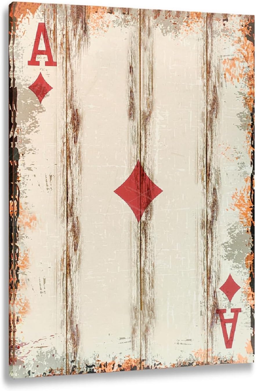 Poker Canvas Wall Art Print Ace of Dianmonds Game Room Wall Art Print Wall Decor Prints Poster With Framed
