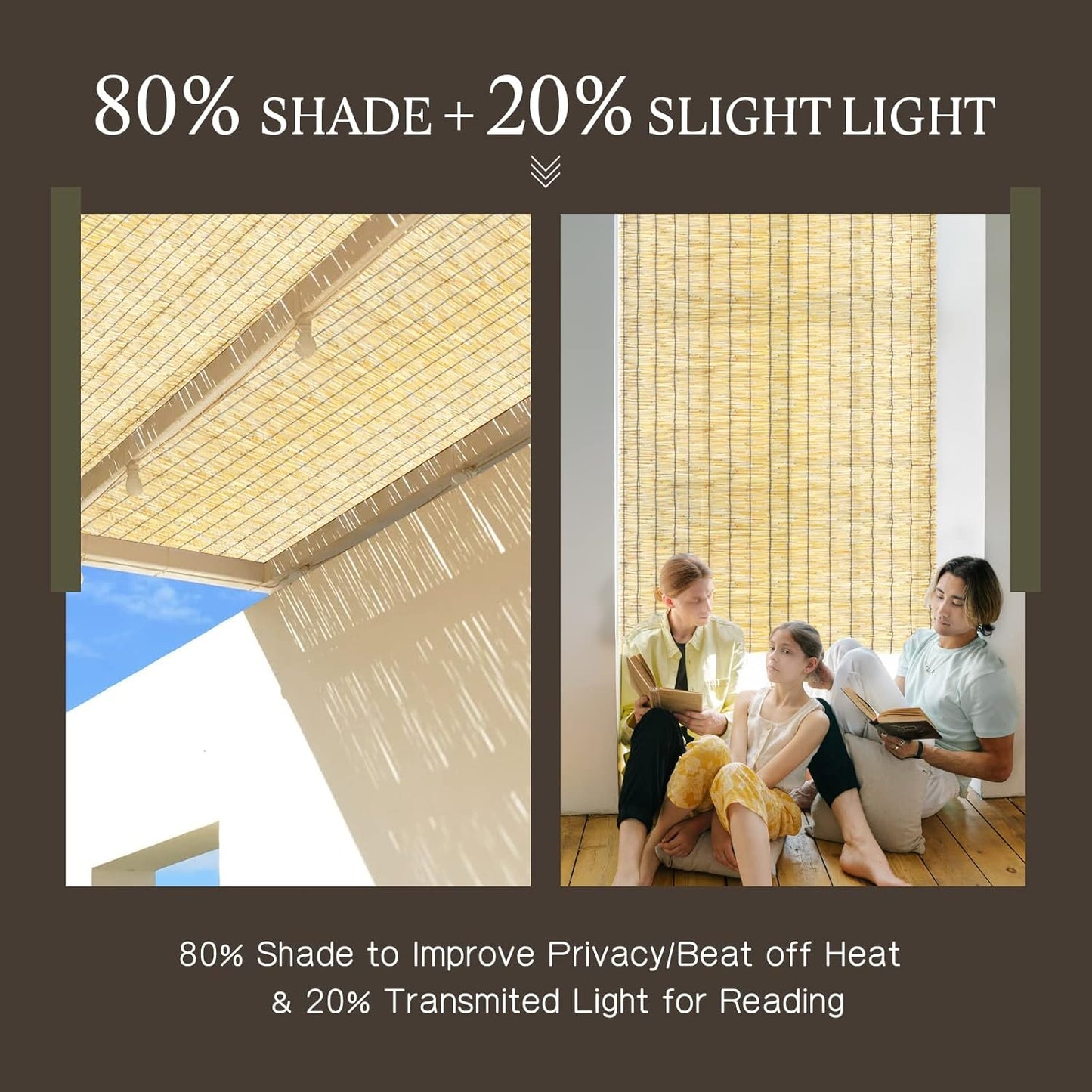 ZNCMRR Reed Fencing Rolls Natural Bamboo Fence Rolls 2 Pcs 4 Feet High Privacy Fence for Balcony Patio Garden Backyard Outdoor 4FT X 16.4FT（Yellow）