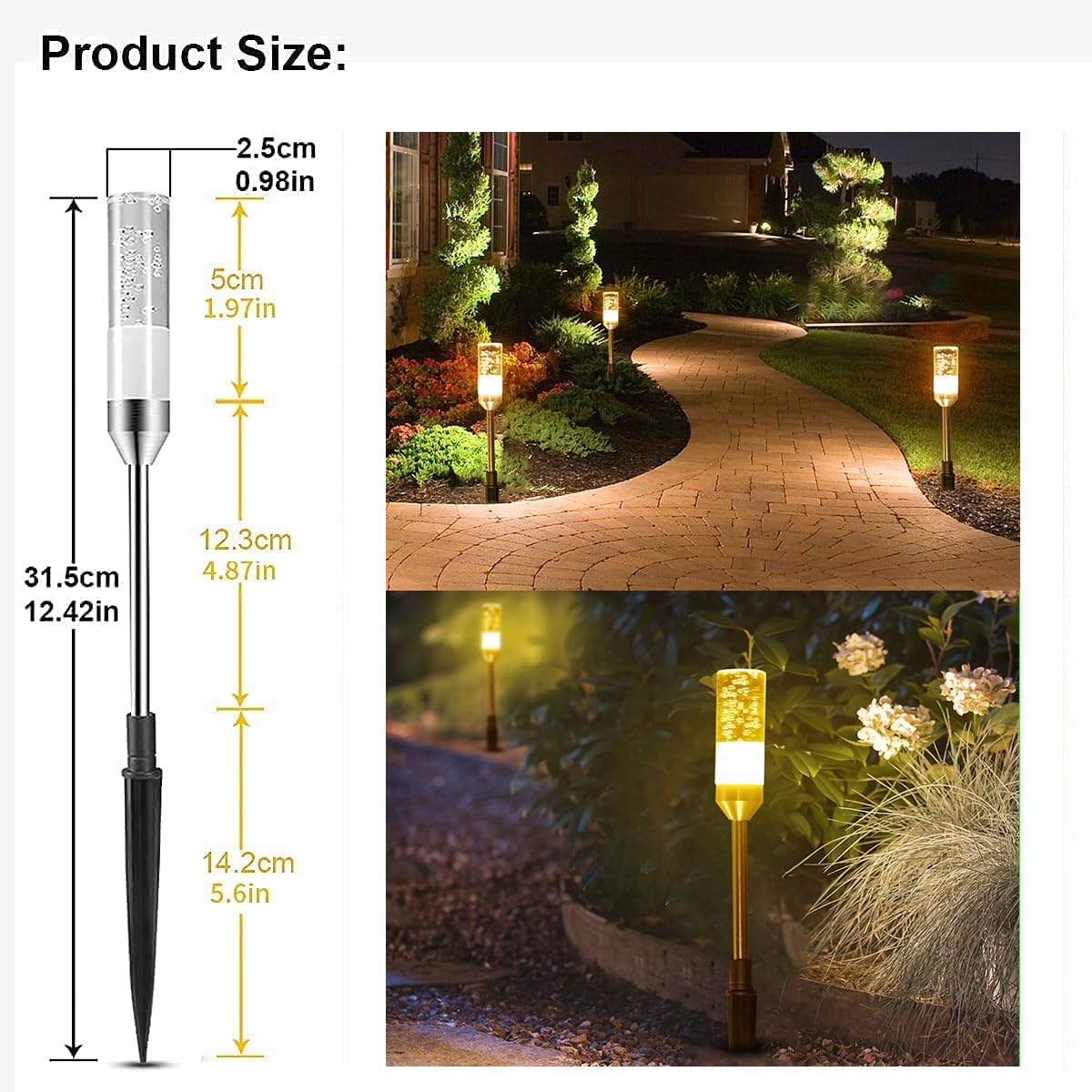 LED Pathway Lights, 4.8W 12V AC/DC Low Voltage Path Lights, 570 Lumen 6 Pack Extendable Outdoor Landscape Lighting IP65 Waterproof Garden Lights for Yard Walkway Driveway, 2700K