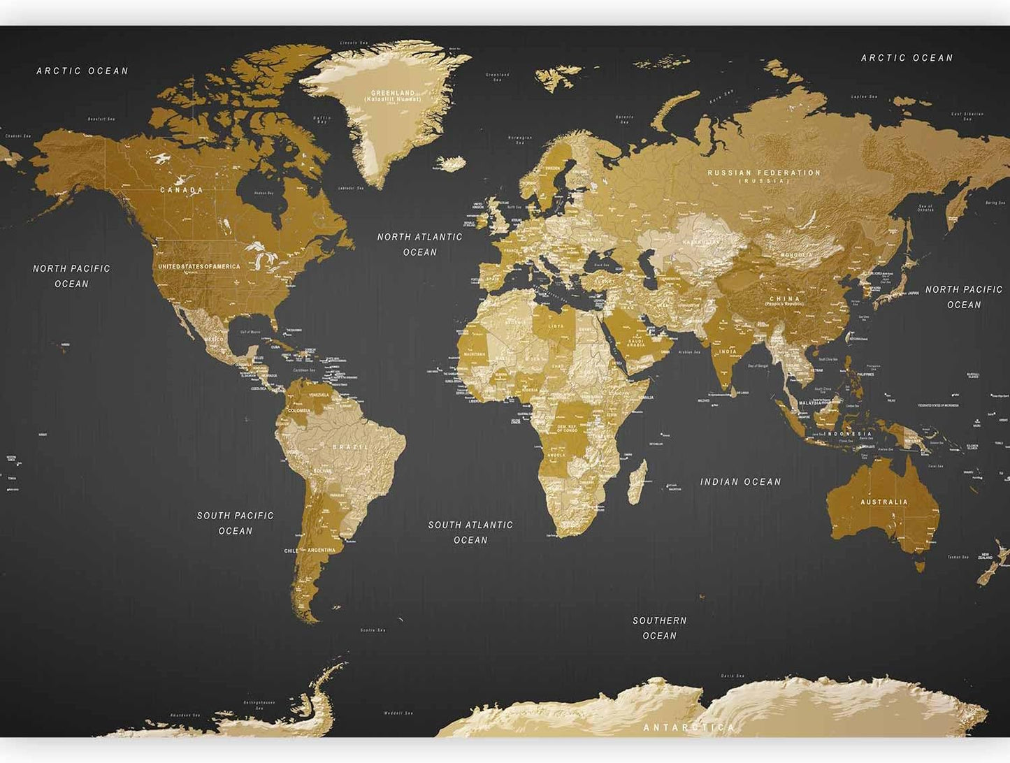 artgeist Premium Wall Mural World Map 118x83 in - XXL Non-Woven Wallpaper Fleece Wall Decor Photo Print Picture Image Design Home Map of The World k-A-0092-a-a