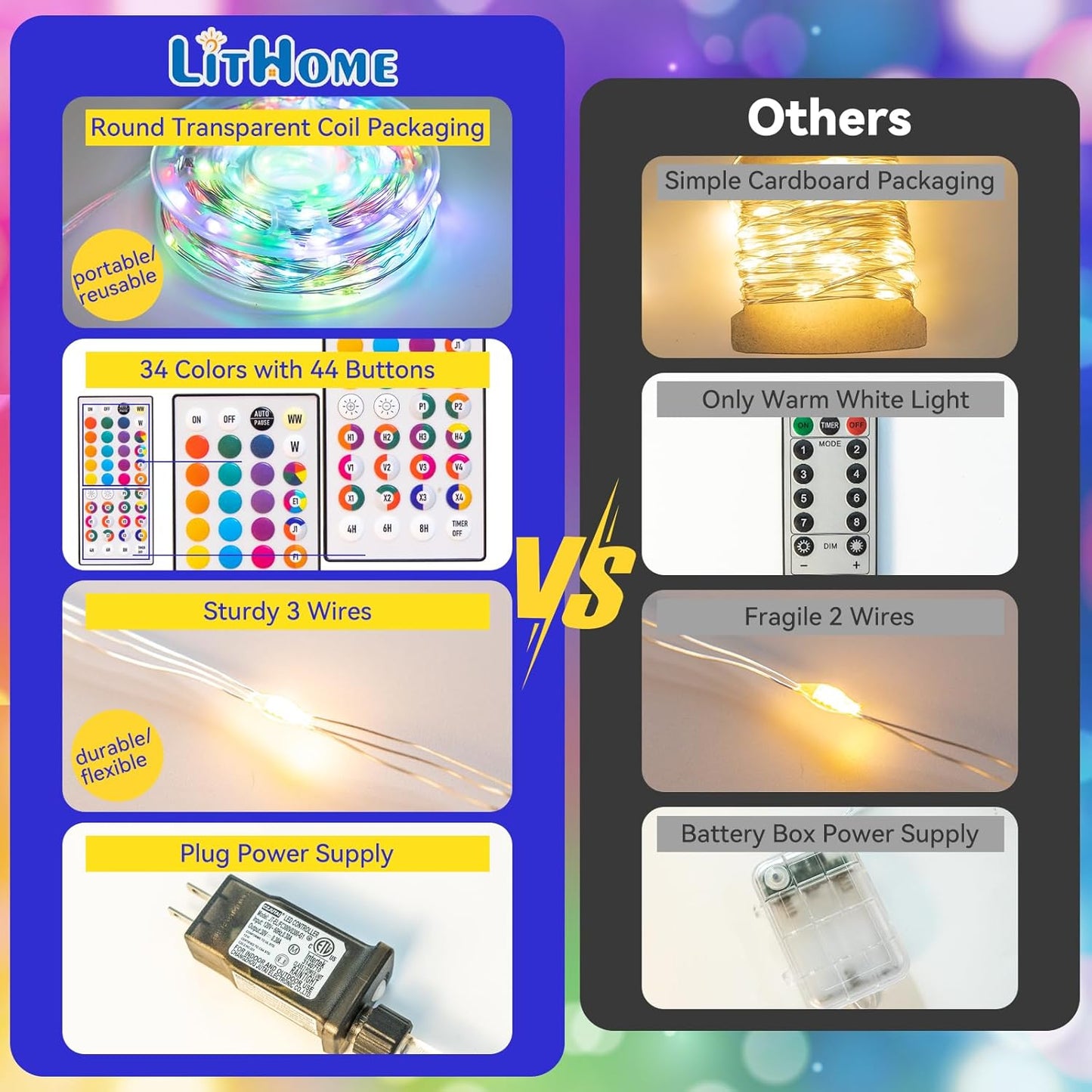 LitHome 300LED 99FT Led Fairy Lights Plug in, Color Changing Fairy Lights with Remote, 9 Modes Led String Lights Indoor Dimmable, Fairy String Lights for Fall Halloween Christmas Bedroom Dorm Decor