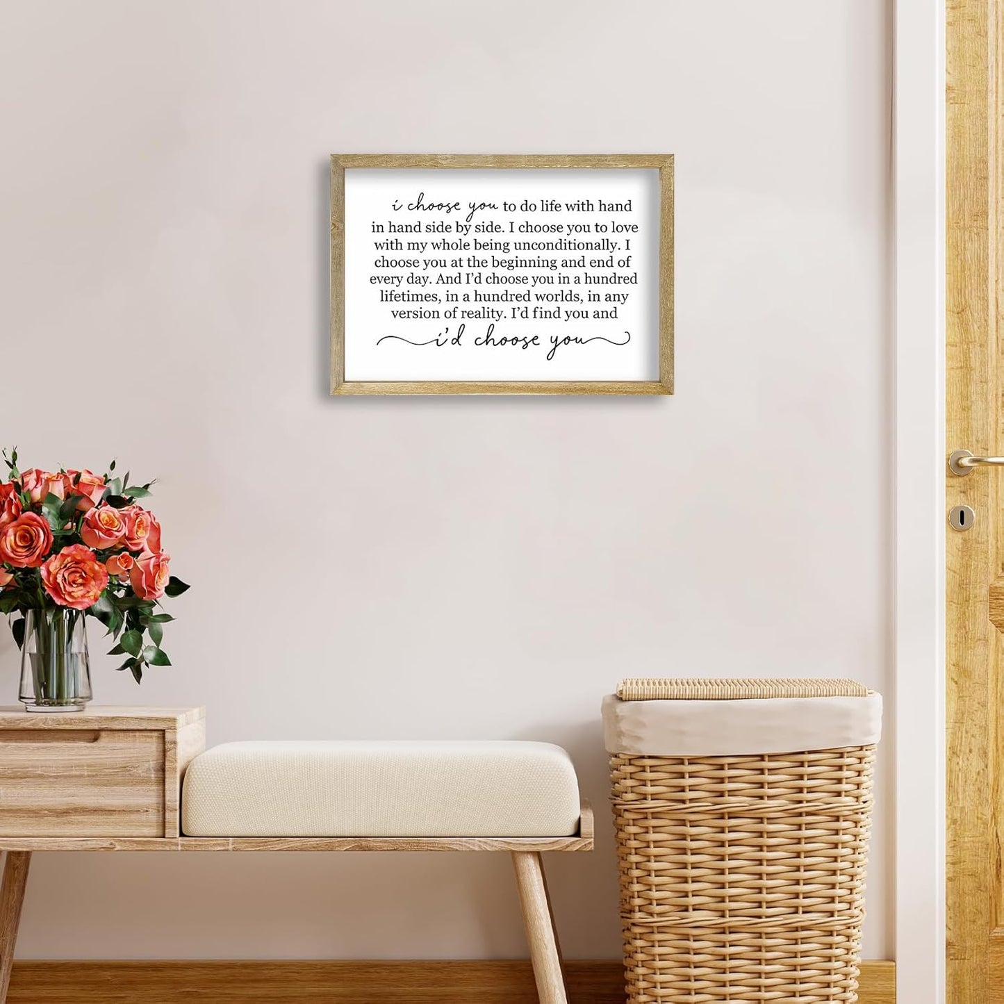 I Choose You To Do Life Sign Wall Decor 16X11 I Love You InchRomantic Marriage Art Wooden Framed Wall Hanging (Wood)