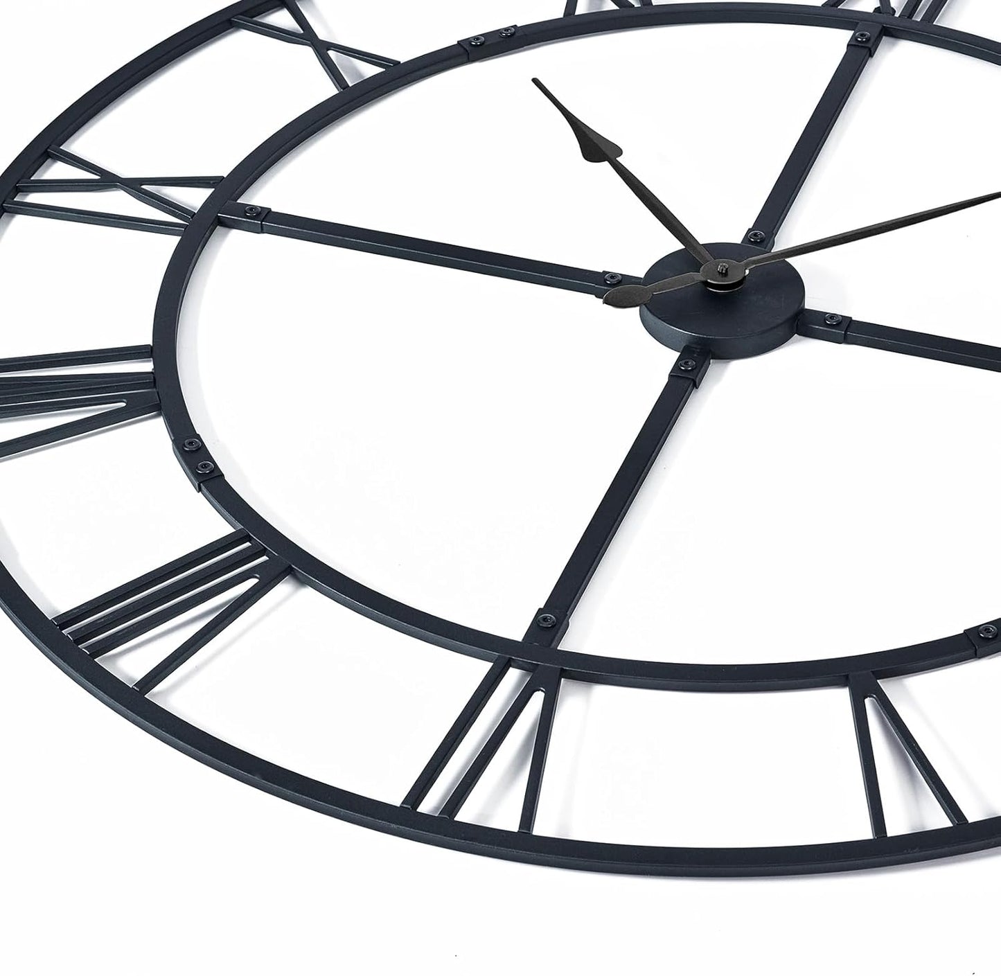 Extra Large 40 Inch Wall Clock for Living Room Decor – Silent Non-Ticking Modern Farmhouse Wall Clock, Oversized Decorative Metal Roman Numeral Clock, Black
