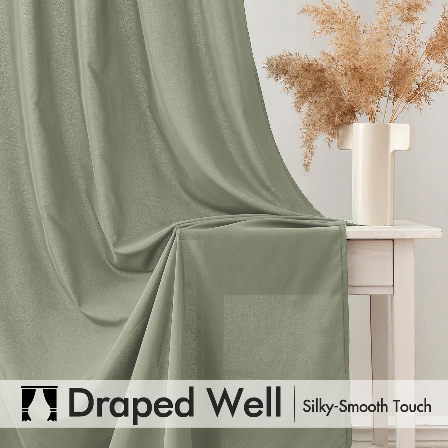 MIULEE Sage Green Privacy Sheer Curtains That Let Light in 84 Inches Long Non-See-Through Semi Sheer Curtain Light Filtering Window Curtains Drapes for Living Room Bedroom 2 Panels Set 42 X 84