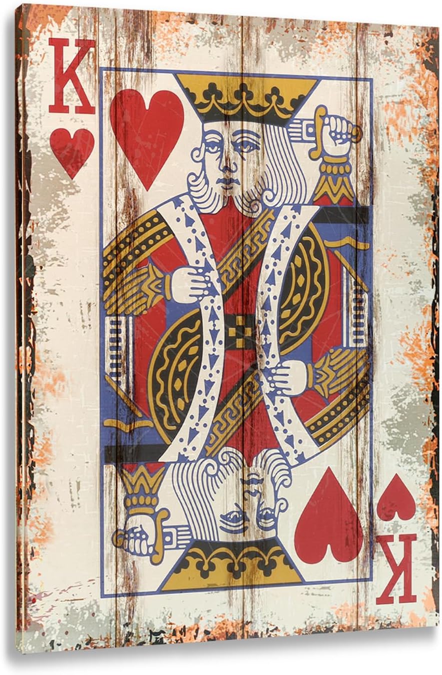 Poker Canvas Wall Art Print King of Hearts Game Room Wall Art Print Wall Decor Prints Poster With Framed
