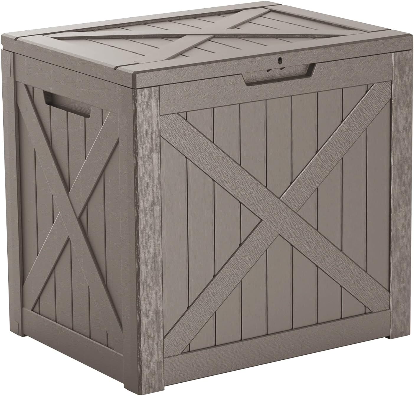 38 Gallon Outdoor Deck Box,Storage Lockable Waterproof Patio Furniture,Garden Tools,Cushions,Pool Accessories Outside Storage Resin Box(GreyX)