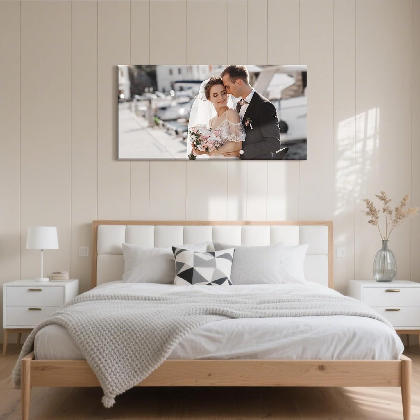Personalized Custom Canvas Prints with Your Photos & Text, Customized Picture Print, Transform Own Images Into Framed Wall Art Digitally Printed Photo to Canvas, Keepsakes Gifts for Family 24x12’’