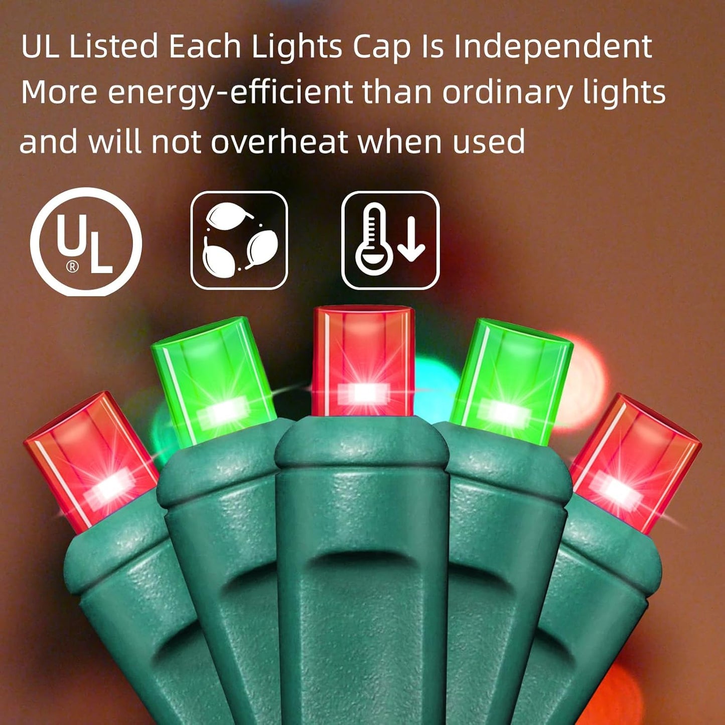 200LED (4pk of 50L) String Lights, LED Christmas Lights, 6" SPACING,Green Wire, Red and Green