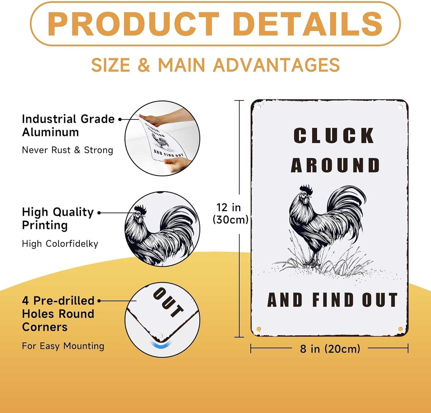 Chicken Coop Accessories Metal Signs,Funny Chickens Tin Signs - Chicken Decor Farmhouse Wall Decor,Chickens Gifts Rustic Farm House Decorations for Home/kitchen/Outdoor Garden