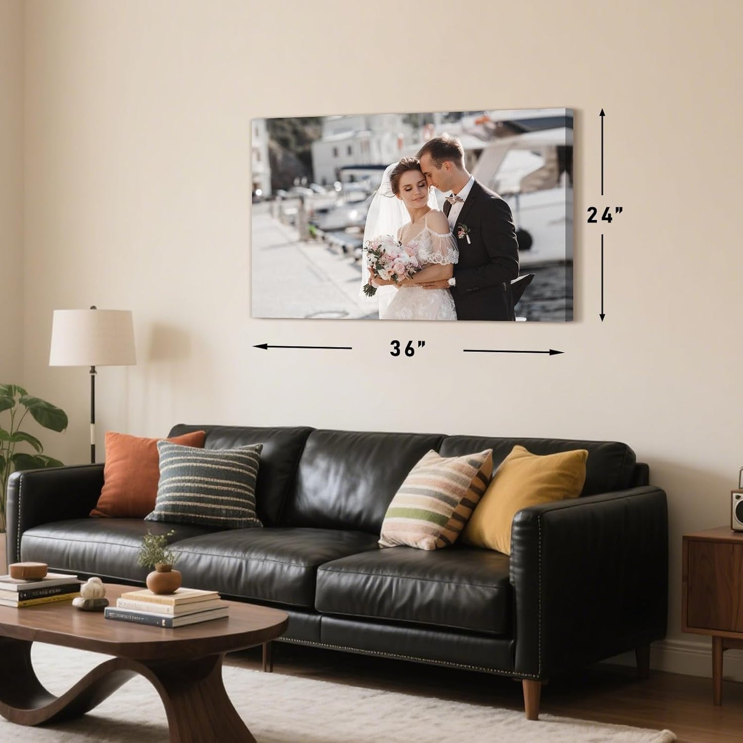 Personalized Custom Canvas Prints with Your Photos & Text, Customized Picture Print, Transform Own Images Into Framed Wall Art Digitally Printed Photo to Canvas, Keepsakes Gifts for Family 36x24’’